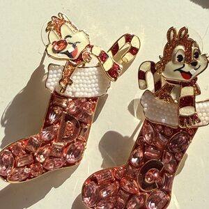 Disney parks exclusive Festive Chipmunk Christmas Stocking Earrings baublebar